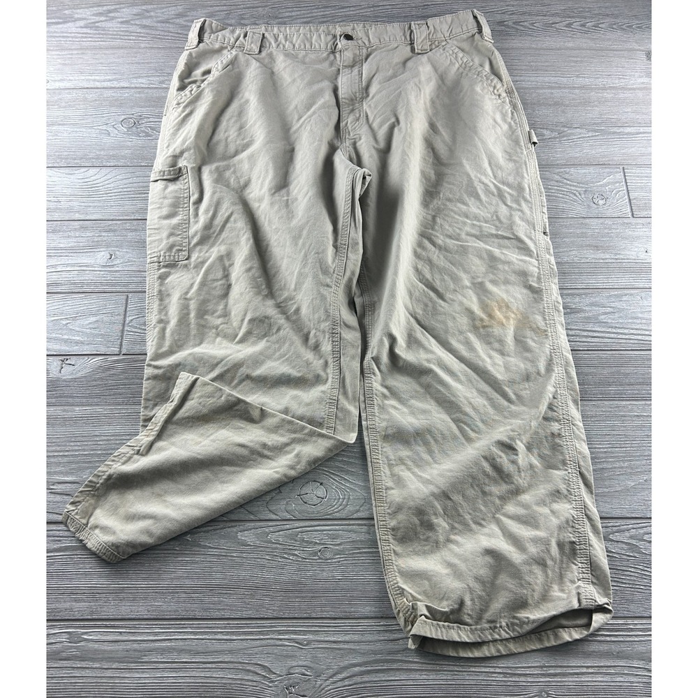 Carhartt B151 Tan Dungaree Fit Work Pants Mens 42x30 Straight Leg Cotton Beige